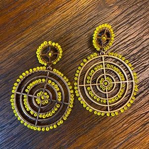 Free People Yellow Beaded Circle Drop Earrings